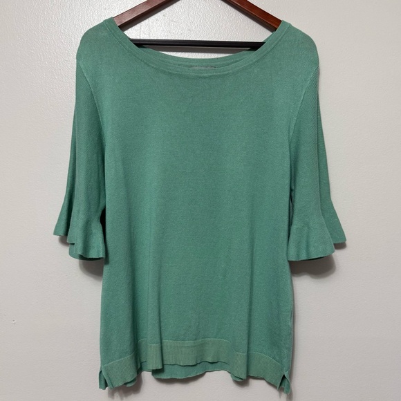 NWT Joseph A. Women’s Size M Medium Ruffle Short Sleeve Knit Sweater Crew Neck - Picture 4 of 12